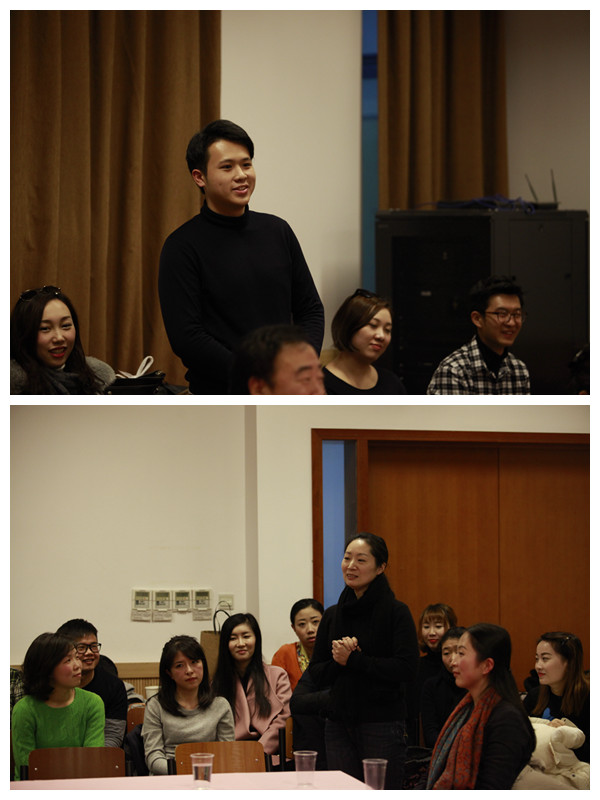 (上)学生代表胡思豪发言(《费加罗的婚礼中饰演伯爵》)(下)学生代表施丽君(《野火春风斗古城》中饰演杨母).jpg